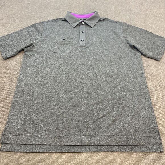 Footjoy Golf Polo‎ Shirt Mens Large Gray Purple Short Sleeve Logo Casual Golfer - Picture 1 of 13